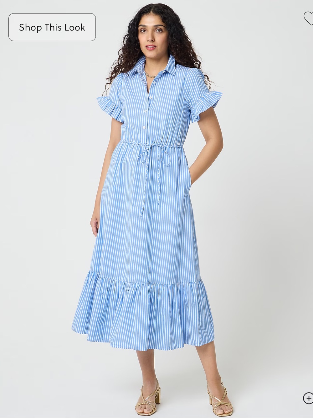 NWT J. Crew Ruffle Sleeve Blue and White Striped Shirt Maxi Dress - Size 6